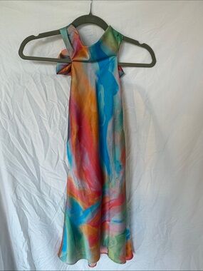 Show Me Your MuMu Multicolor Watercolor-Print Mini Dress